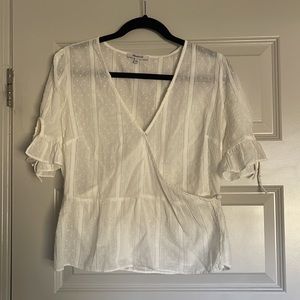 White Crossover Peplum Top